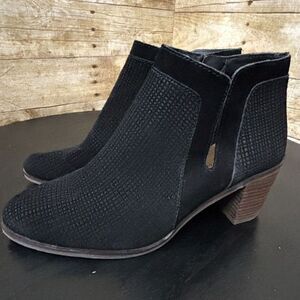 LUCKY BRAND LP-PONIC BLACK SUEDE TEXTURED CASUAL EVERYDAY ANKLE BOOTS SIZE 8M